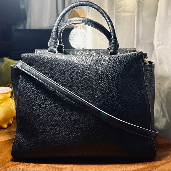 Full Size Kate Spade Leewood Place Leather Crossbody Bag Tote Black Scallops - Picture 5 of 10